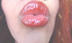 Red lipstick Kisses and Long Tongue