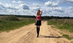 girl in high heels boots gets her boots dirty and talks about how sexy and beautiful it is