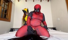 Young woman tries to trick Deadpool and Wolverine with false request for help and they take revenge by choking her with their huge asses - Full Movie