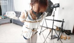 xy176-Chinese maid in white stockings is tied up with ropes and played with breasts