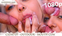 Close-up: Outdoor Cock Sucking and Tasting the Thick Cum 1080p