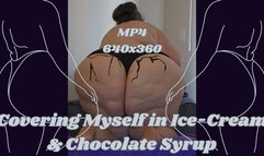 SSBBW Rachel Covers Her Body in Ice-Cream and Syrup MP4 640x360