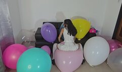 Good girl finishes off all her big balloons 24 and 36 inch