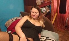 Blonde masturbates with dildo