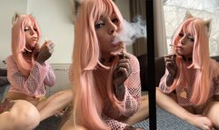 Pink Egirl Lewd Smoking