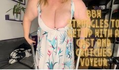 BBW Struggles to Get Up with a Cast and Crutches Voyeur 1080p