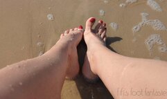 Fifi playing in the sand and waves with her gorgeous feet replay