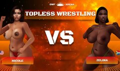 Topless female pro wrestling: Zalina challenges Nicole to face the champion HD