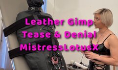 Leather Chastity Gimp Bound and edged by Mistress Lotus