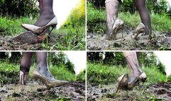 CRAZY 25 MIN! Casadei Blade FULL Destruction, Muddy High Heels, High Heels Sinking in Mud, Wet High Heels