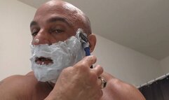 Tony shaves his face