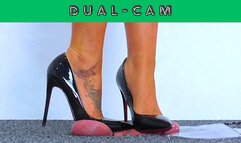 Crushing His Cum Under My Red Soled Stilettos - Bug Cam - AmbersCBT - 76BC