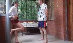 Schoolgirl hard kicking balls