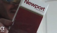 Smoking Newport 100's red