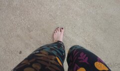 Fifi pedal pumping barefoot in leggings with toe rings and anklet replay