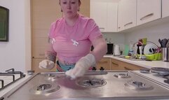 Cleaning My Gas Stove In Latex Gloves