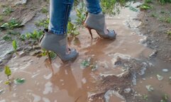 Best 22 min by Anastasia! Muddy and wet high heels ruined and broken