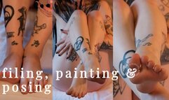 Toe Filing, Painting and Posing - Foot Fetish