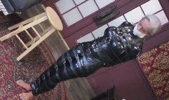 Catsuit-clad captive Luna, wrapped in countless leather restraints -720