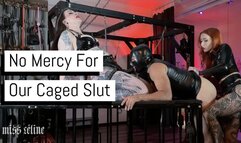 No Mercy For Our Caged Slut | Double Domme Spitroast