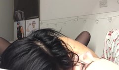 Girlfriend in lingerie sucking dick and fucking on bed