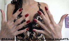 Joi clip with beautiful hands, red fingernails and sexy silk negligee