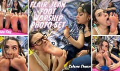 4K Ziva Fey - Flair Jean Foot Worship Photo Set With Celene Thorn