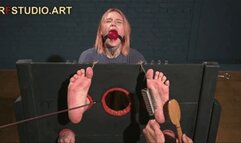 Astrid in Heavy Stocks with a Huge BallGag – Intense Four-Handed Tickling and Bastinado (FULL HD MP4)