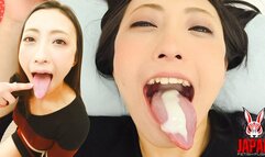 A Tongue, a Lot of Saliva and the Cum in Hana Kanno's Mouth