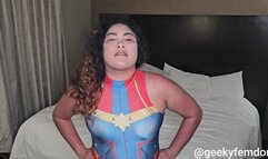 Captain Marvel dominates a wimp (played by Kim Chi)