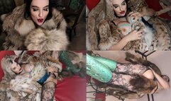 Goddess plays with new thick fur taxidermy pelts