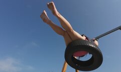 Unseen - Miss Ren's dirty feet on a swing in slow motion