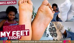 Today you will taste my feet! ( Foot Humiliation with Ebony Mistress Abiola ) - FULL HD MP4