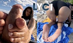 Magical beach footjob with Lyci!