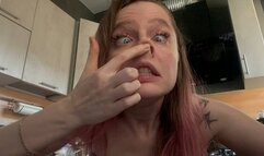 Emma has a rubber face, a pig nose, her face stretches out like a licker -there is more video in the store