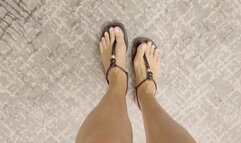 A POV with dirty feet after walk with my flats