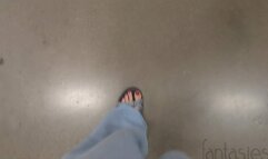 Fifi milf walking through the grocery story in baggy pants and sandals *new*