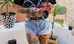 Crushing multiple cigarettes and packet with Leather boots - Kinkerbell23