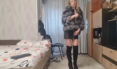 fur fetish striptease stockings heels