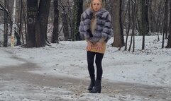 outdoor fur coat fetish smoking