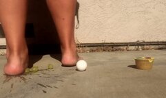 Short clip - Huge giantess 198,4 lbs 90 kg size 13 feet crush barefoot grape egg and jam