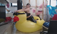 Rubbing inflatable big yellow duck