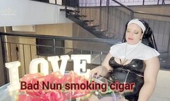 Bad nun smoking cigar - SGL054