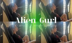 Sexy smoking with nose exhales on a side view | Alien Girl