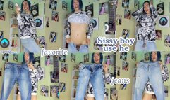 Sissy boy modeling her favorite jeans livecam