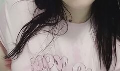 INNOCENT LOOKING PREGNANT SLUT, WET TSHIRT STRIP