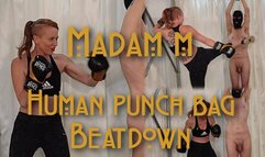 Human Punch Bag Beatdown, boxing, kicking, kneeing full-body sweaty workout