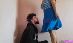 Fart with his head under my skirt -