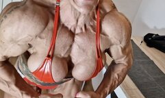 FBB PRO ULTRA RIPPED BODY EXTREME PUMPING VEINY COMPETITION SHAPE SAYAN TRANSFORMATION MONSTER RIPPED VEINS MUSCULAR FEMALE BODYBUILDER EXTREME FLEX PUMP