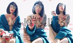 Seductively smoking cigarello naked with Red lipstick - Kinkerbell23